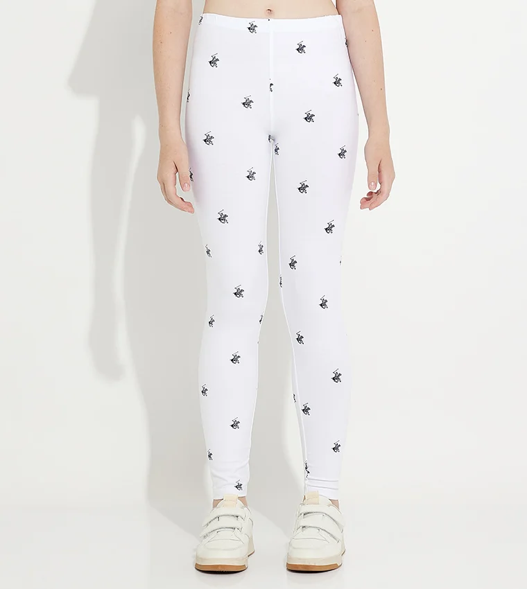 BEVERLY HILLS POLO CLUB Logo Printed Elastic Waist Leggings