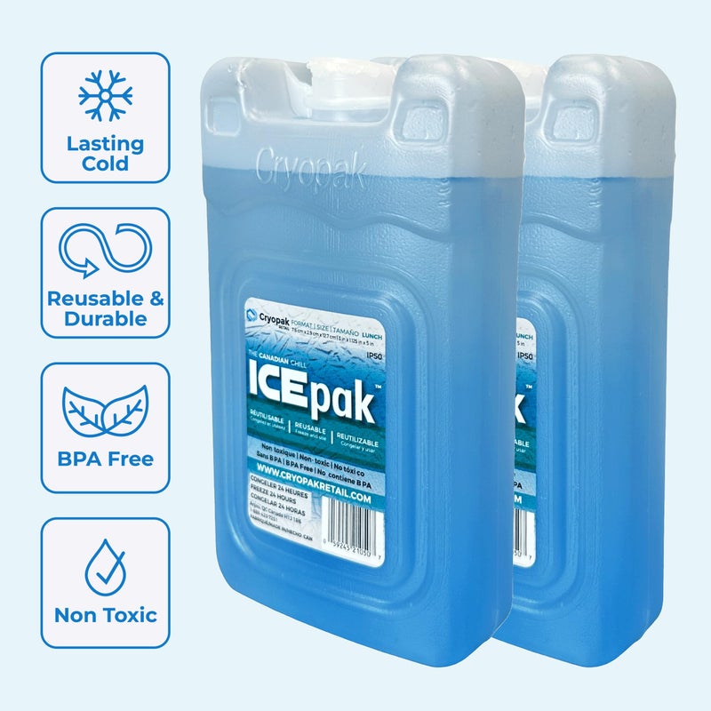 Cryopak ICEpak Large Hard Shell Reusable Ice Packs for Coolers and Lunch Box Use, Freezer Safe Gel Design, Professional Grade Cooling, Non-Toxic and BPA Free, Travel Accessories, Small (4 Pack) - Image 3
