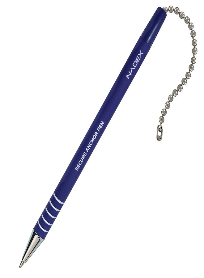 Nadex Ball and Chain Security Pen Set | 8 Pens, 2 Adhesive Mounts, and 10 Refills (Blue) - Image 3