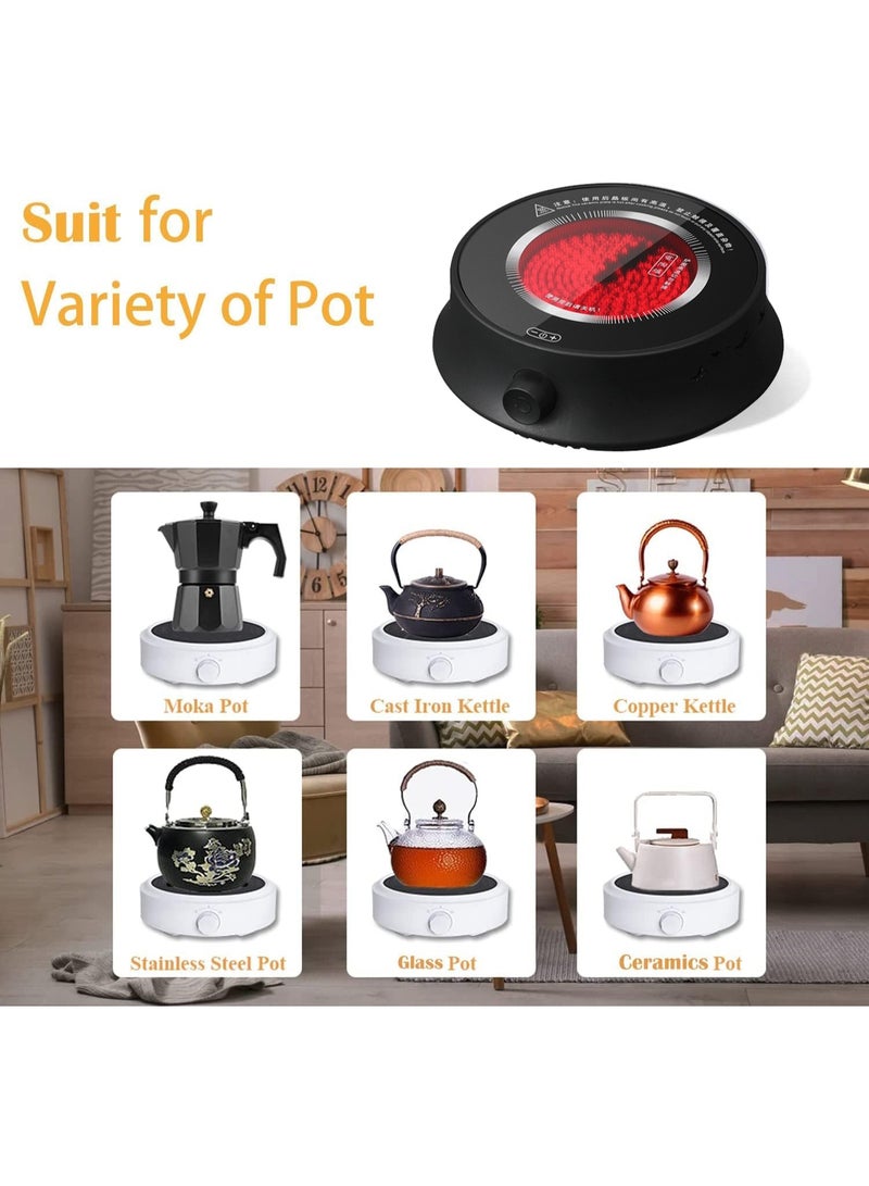 TAPIT Coffee Pot Warmer Electric Teapot Stove 800W Electric Ceramic Stove Hot Plate 20 Min Auto Power Off Heater Stove Countertop Burner for Boiling Water Tea Coffee (Black Stove Electric) - Image 3