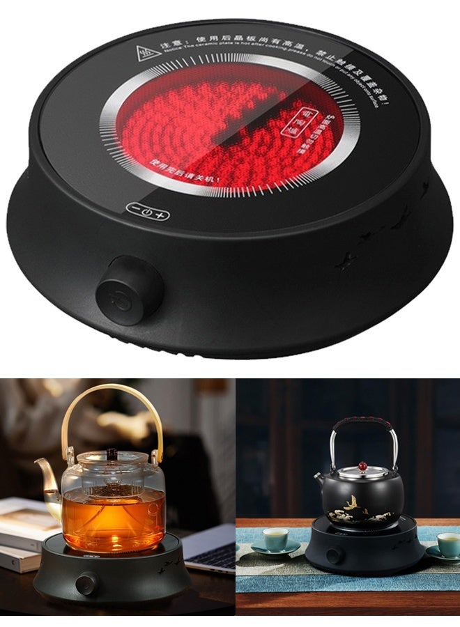 TAPIT Coffee Pot Warmer Electric Teapot Stove 800W Electric Ceramic Stove Hot Plate 20 Min Auto Power Off Heater Stove Countertop Burner for Boiling Water Tea Coffee (Black Stove Electric) - Image 1
