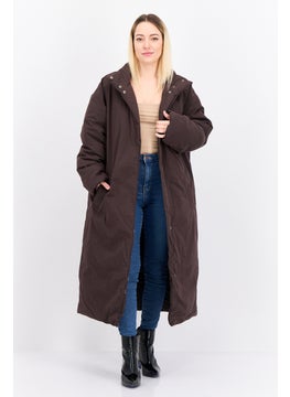Women Quilted Puffer Jacket, Dark Brown