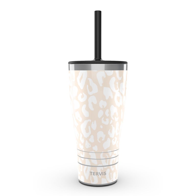 تيرفيس كوب سفر Tervis Traveler Leopard Collection ثلاثي الجدران معزول يحافظ على المشروبات باردة وساخنة 30oz مع غطاء من القش فروست - Image 1