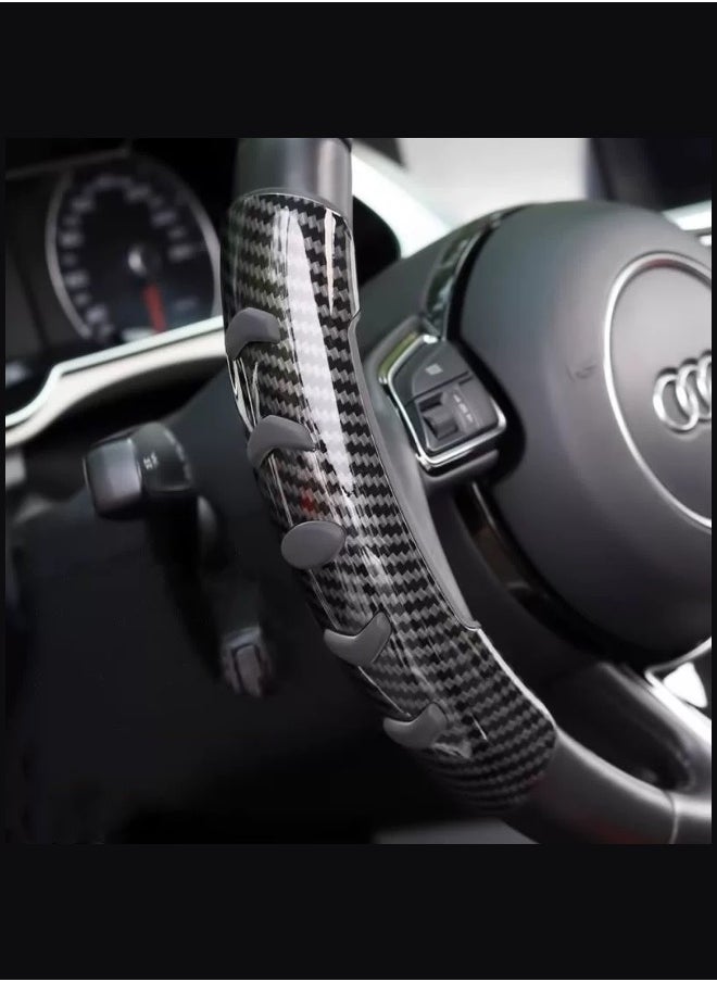 Generic Car Universal Anti Slip Handle Knob Steering wheel Cover With Spinner Booster Steering Wheel Control Knob (Carbon Fiber)  - Image 1