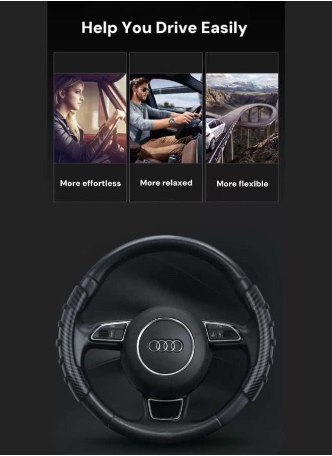 Generic Car Universal Anti Slip Handle Knob Steering wheel Cover With Spinner Booster Steering Wheel Control Knob (Carbon Fiber)  - Image 3