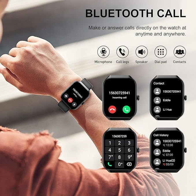 Harper Smart Watch for Men Women, Two Straps (Silicone+mesh) 2.01" HD Smartwatch Bluetooth Call + Music Control for iPhone/Android (Black), with Fitness Tracker, Heart Rate/Sleep Monitor, 100+ Modes - Image 5