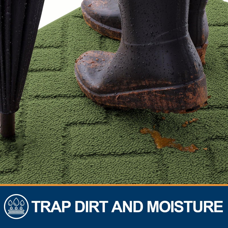 OLANLY Indoor Door Mat  36x24  Dirt Resistant and Absorbent  Sturdy Non-Slip Rubber Backing  Easy to Clean  Washable Entry Mat  Ideal Low-Profile Floor Mat for Front Back Door and Entryway  Green - Image 2