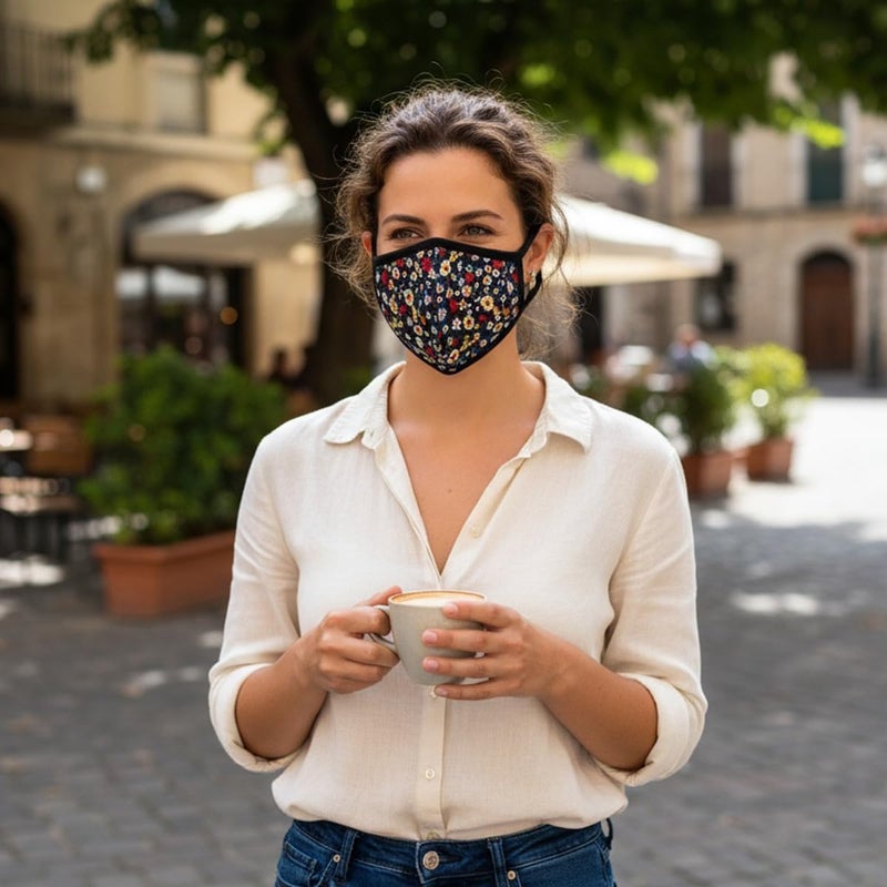 BeatBasic 3 Pack Floral Dust Mouth Face Mask - Inner White Cotton - Dustproof Saw-Dust Washable - Reusable Comfy - Cotton Protective Breathable Soft Warm Windproof Face Protection for Man and Woman - Image 2