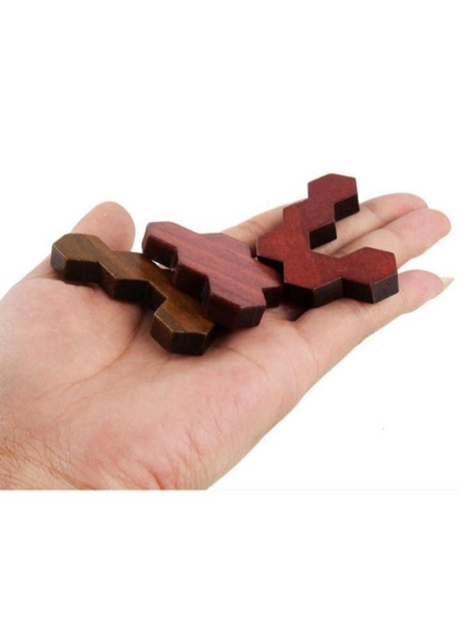 Arabest - Wooden Hexa Puzzle, Tangram Puzzles for Adults and Kids, Brain Teaser Challenge Toys Shape Pattern Blocks Geometry Logic IQ Game STEM Montessori Education (Brown) - Image 1