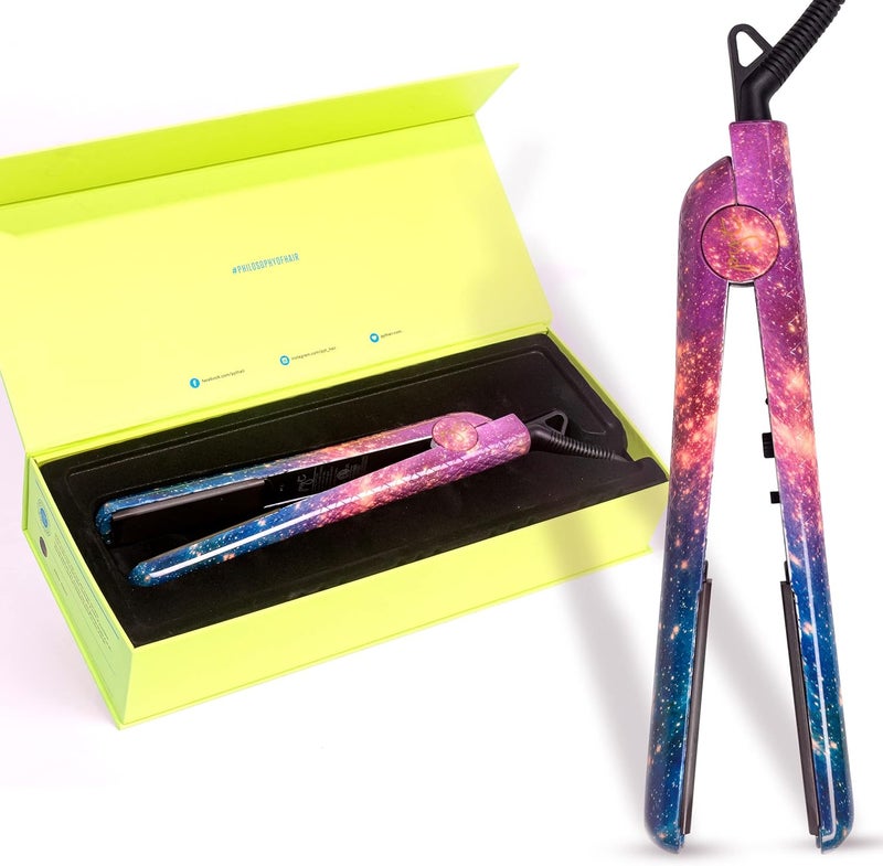 PYT Unicorn Pro Hair Straightener  Ceramic Flat Iron for Professional Styling 150 W Power Output Adjustable Temperature Suitable for All Hair Types Straighten Curl or Wave Galaxy