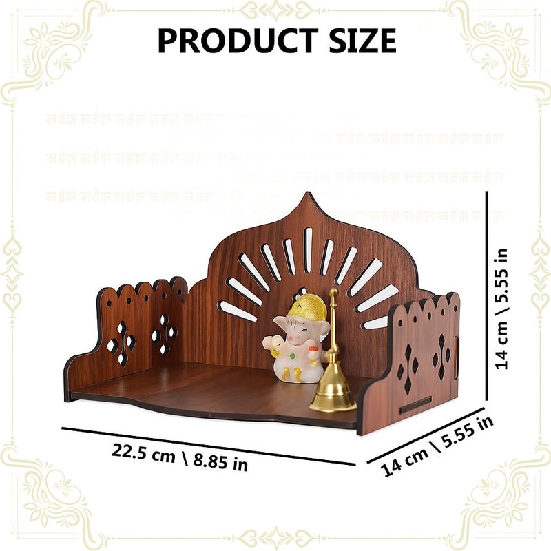 BerryBox معبد بوجا خشبي صغير جميل للمنزل والمكتب | قابل للتعليق على الحائط وموضع على الطاولة | قاعدة معبد بوجا للمكتب والمنزل | - Image 3