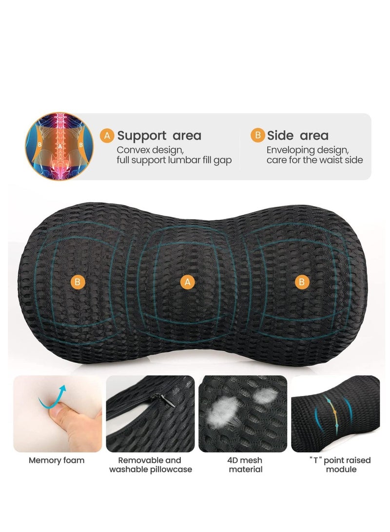 MIXDE Lumbar Support Pillow, Back Pillow for Office Chair and Car Seat, Memory Foam Back Support Pillow for Lower Back Pain Relief, Adjustable Lumbar Pillow for Sleeping, Rest (Black)  - Image 3