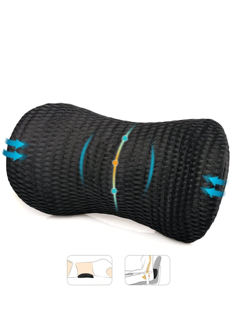 MIXDE Lumbar Support Pillow, Back Pillow for Office Chair and Car Seat, Memory Foam Back Support Pillow for Lower Back Pain Relief, Adjustable Lumbar Pillow for Sleeping, Rest (Black)  - Image 1