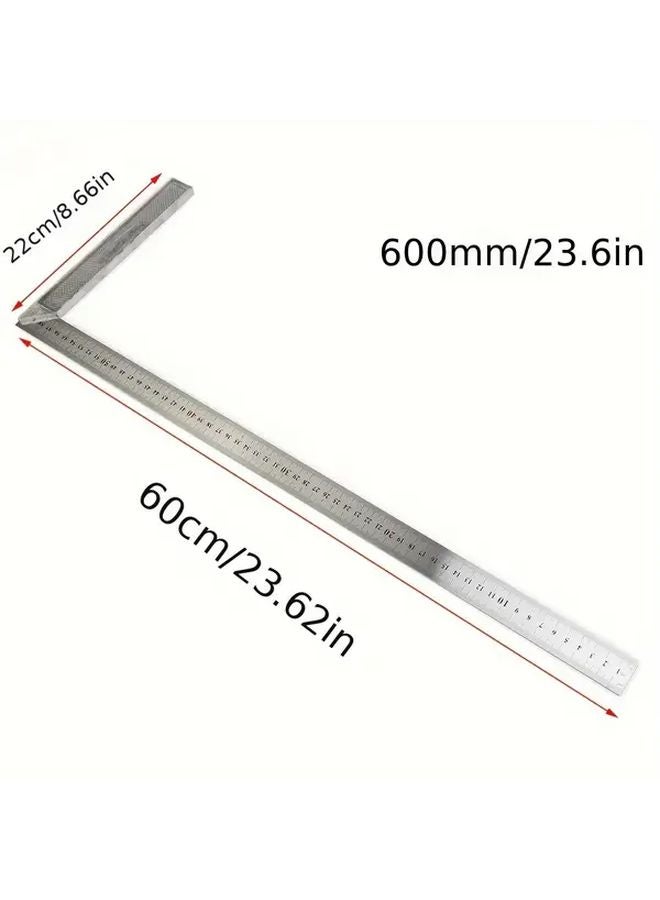 1pc L Shaped Angle Ruler 250mm 600mm Dual Scale Metal Carpenter Measuring Tool - Image 1