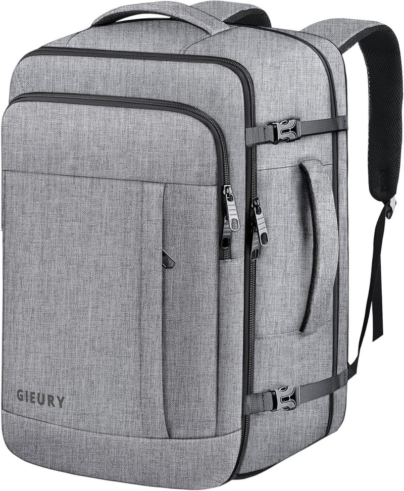 Gieury Carry On Backpack, Extra Large 40-50L Travel Backpack for Men & Women, Expandable Backpack For Airplanes, 17 Inch Laptop Backpack, Luggage Suitcase 40L Daypack Lightweight Business Weekender Bag, Grey - Image 1