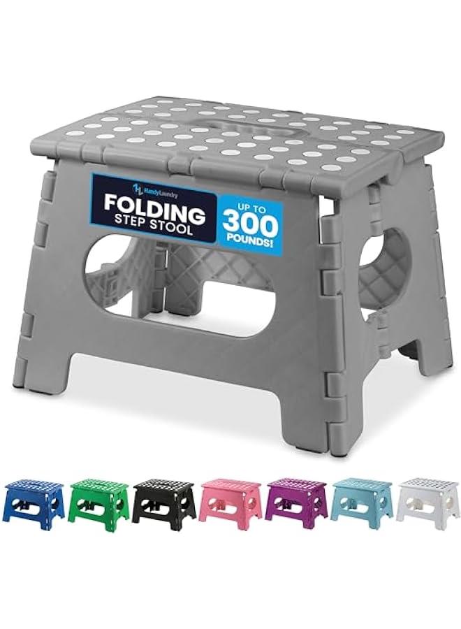 Generic Folding Step Stool - The Lightweight Step Stool is Sturdy Enough to Support Adults and Safe Enough for Kids. Opens Easy with One Flip. Great for Kitchen, Bathroom or Bedroom. (Grey)  - Image 1