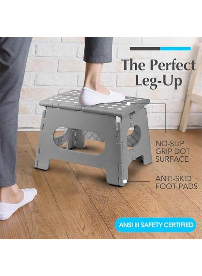 Generic Folding Step Stool - The Lightweight Step Stool is Sturdy Enough to Support Adults and Safe Enough for Kids. Opens Easy with One Flip. Great for Kitchen, Bathroom or Bedroom. (Grey)  - Image 2