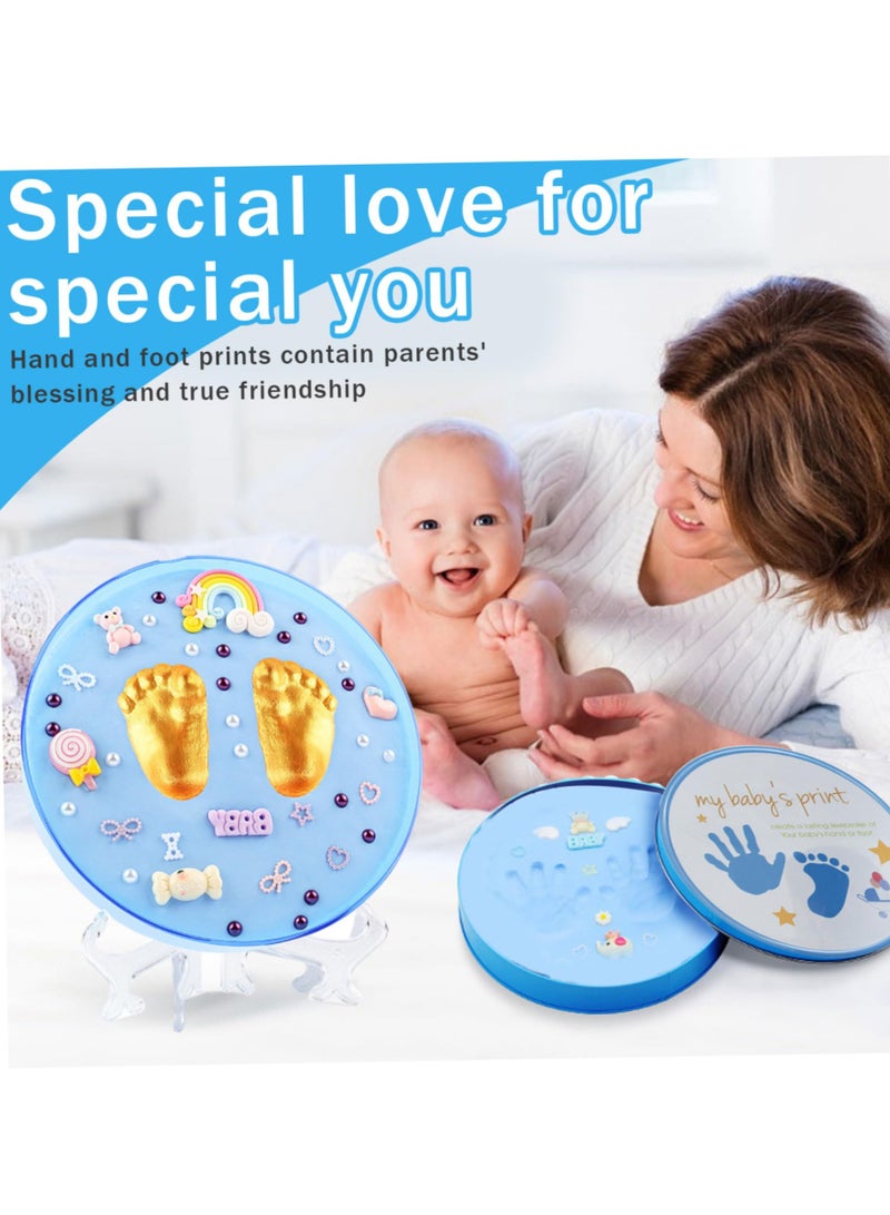 Safe Baby Hand and Footprint Kit with Soft Print Mud, Sealed Ornament for New Parents, Blue Newborn Handprint and Paw Print Kit - Image 4