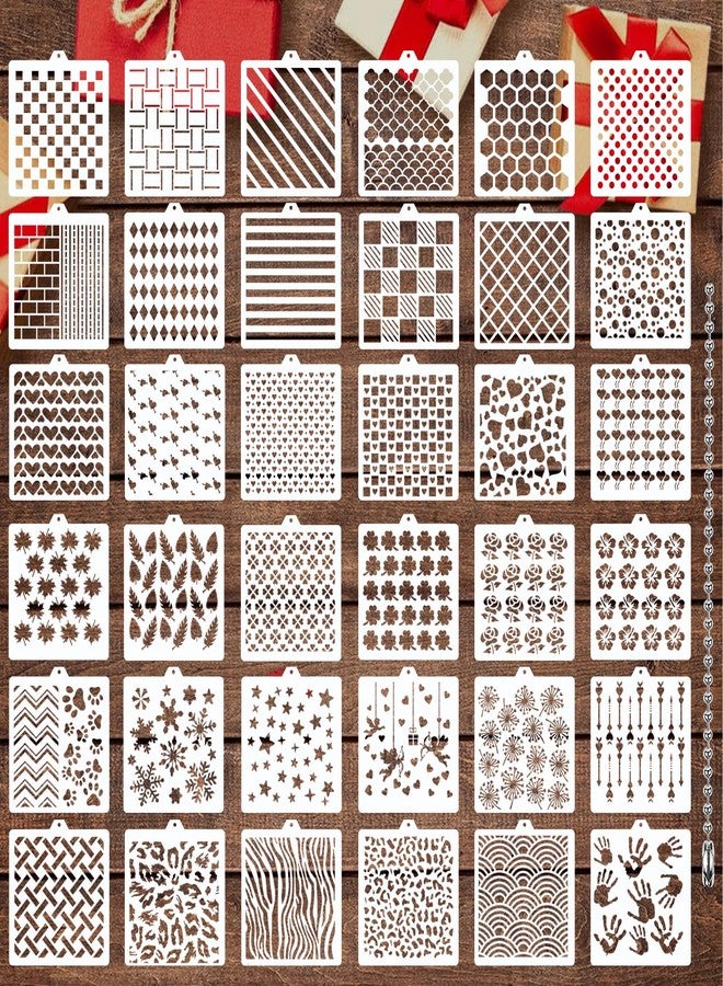 JULBEAR 36 PCS Cookie Stencil, Royal Icing Cookie Cake Stencils Reusable Pattern Airbrush Templates Mold Tools for Cookies Baking Painting Dessert Coffee Decoration DIY Party Decor（5.5x5.5 inches） - Image 1
