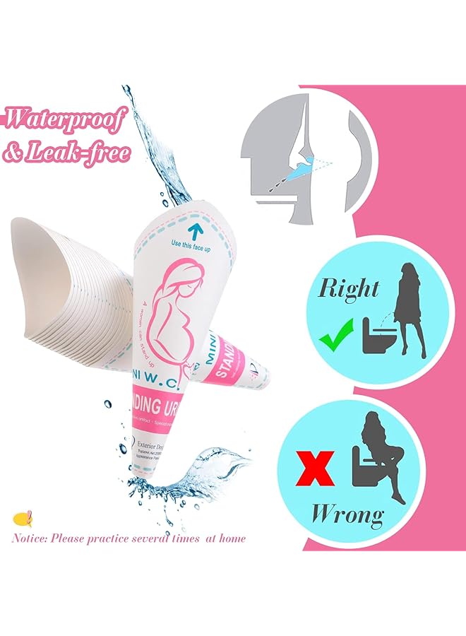 Excefore Disposable Female Urination 50 Pcs Device Portable Girl Urinal Funnel Waterproof Standing Pee For Women Travel Cup Urine Pocket Toilet Camping Hiking Pregnant - Image 2
