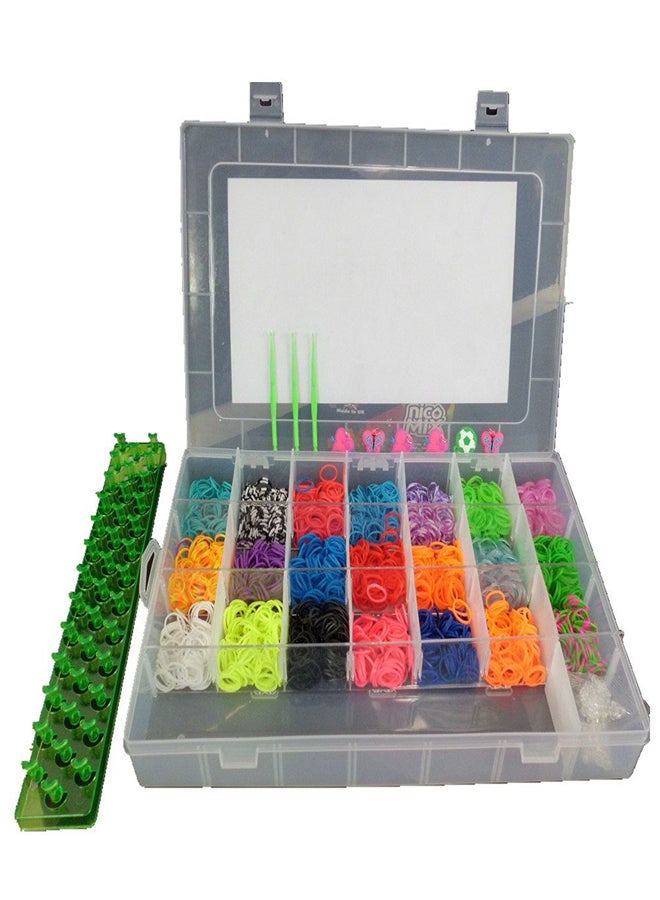 2000 DIY SET Mixed Colour Rainbow Rubber Loom Bands Bracelet Making Kit S-Clips 