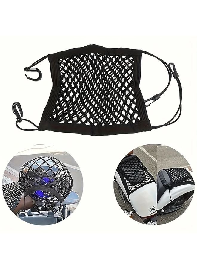 Black Motorcycle Trunk Net Adjustable Helmet Holder Rear Seat Storage Carrier - Image 2