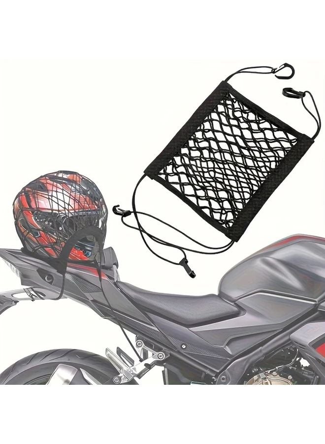 Black Motorcycle Trunk Net Adjustable Helmet Holder Rear Seat Storage Carrier - Image 3