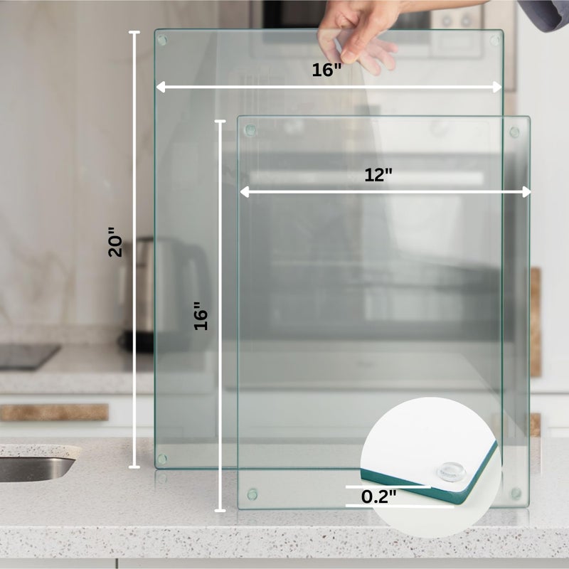 Kitchenville Glass Cutting Board 20â€x16â€: Tempered Glass Kitchen Counter Protector - Durable- Scratch-Resistant, Heat-Proof - Clear Design - Image 4