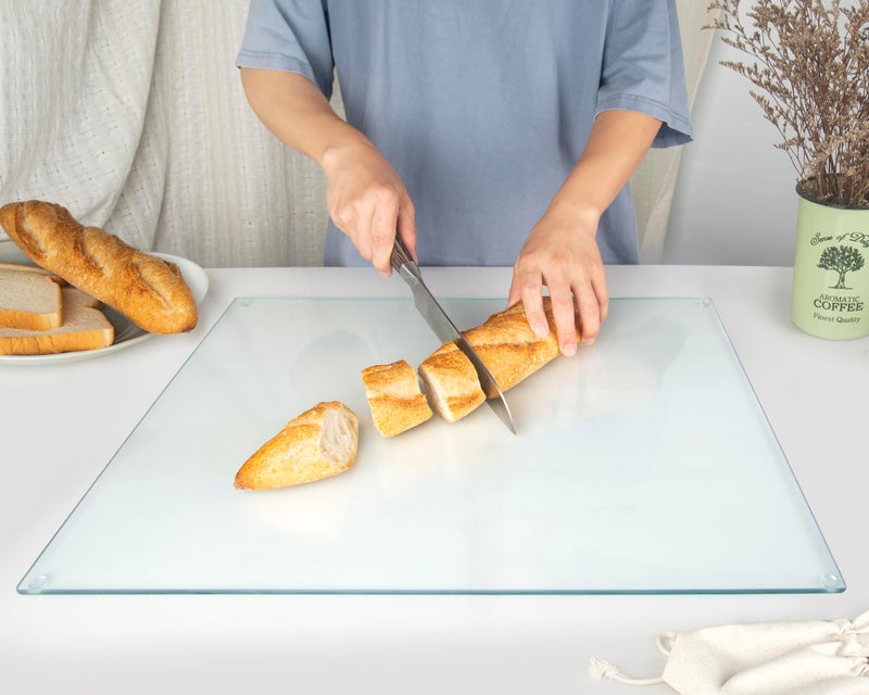 Kitchenville Glass Cutting Board 20â€x16â€: Tempered Glass Kitchen Counter Protector - Durable- Scratch-Resistant, Heat-Proof - Clear Design - Image 3
