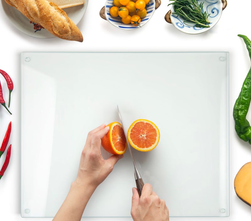 Kitchenville Glass Cutting Board 20â€x16â€: Tempered Glass Kitchen Counter Protector - Durable- Scratch-Resistant, Heat-Proof - Clear Design - Image 1