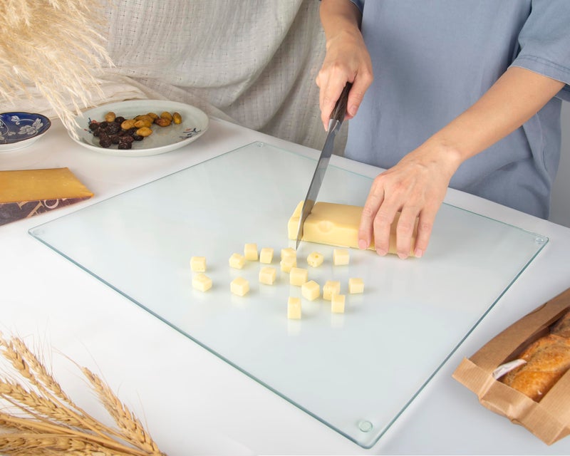 Kitchenville Glass Cutting Board 20â€x16â€: Tempered Glass Kitchen Counter Protector - Durable- Scratch-Resistant, Heat-Proof - Clear Design - Image 5