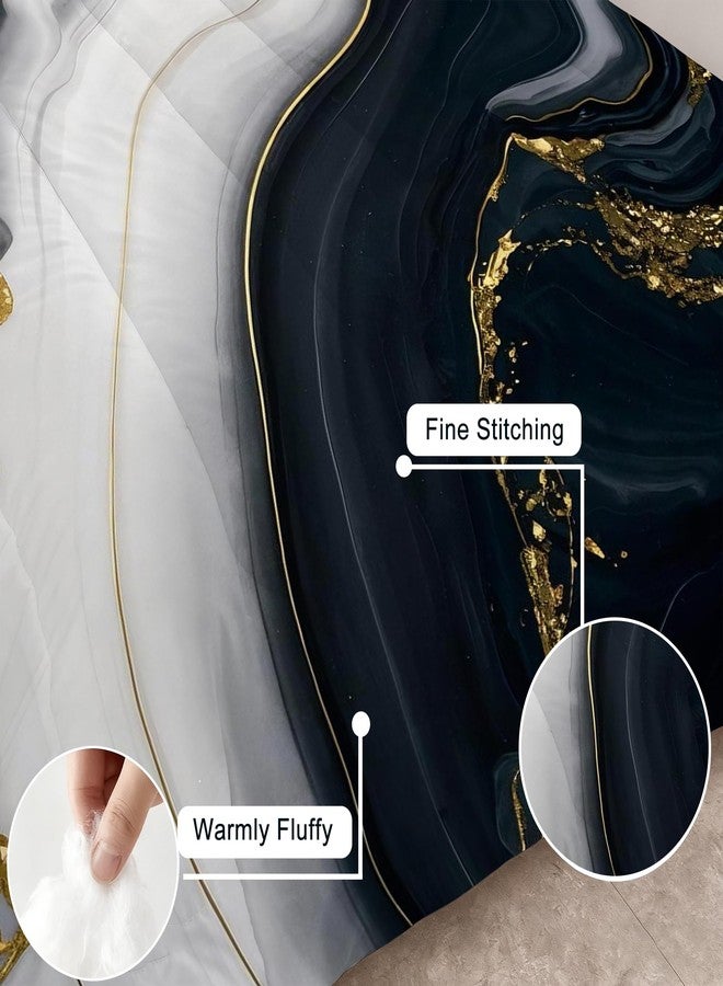 VTKON Black White Gold Marble Comforter Set King Size for Kids Women Men 3D Marble Bedding Sets for Bedroom Decor Abstract Art Metallic Marbled Quilt Set with 1 Comforter + 2 Pillowcases - Image 4