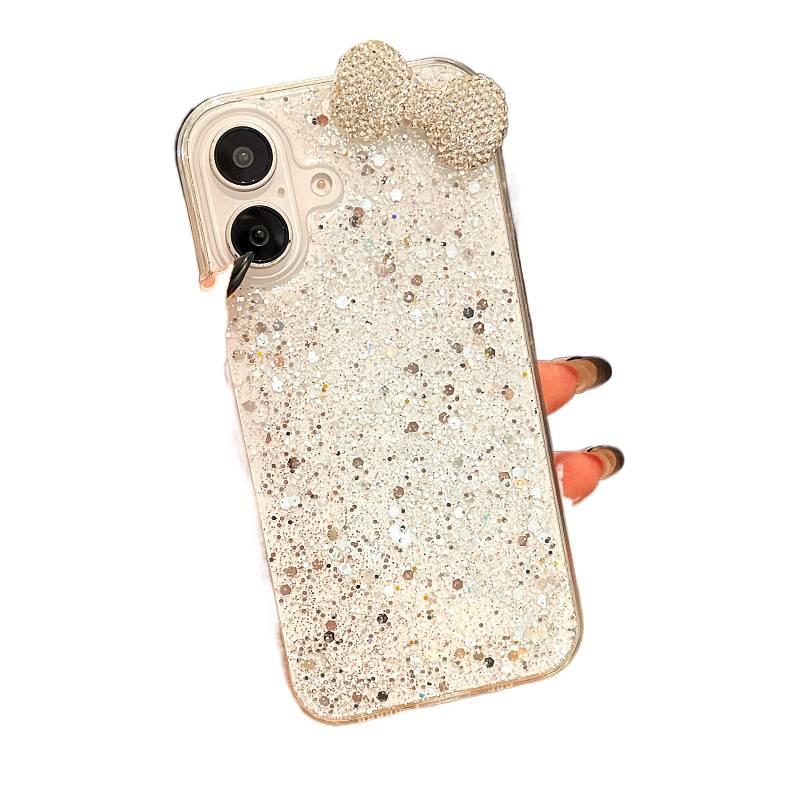 TPU Protective Case for iPhone 16 / 16 Plus / 16 Pro / 16 Pro Max with Shockproof and Drop Protection plus Shockproof plus Bow Design plus Rhinestone Decoration in Pink - Layan Lure - Image 3