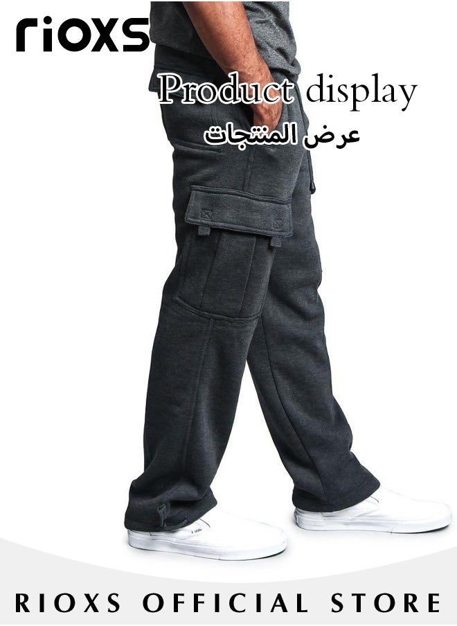RIOXS Comfortable Joggers for Men, Casual Work Trousers, Cargo Jogging Tracksuit Bottoms, Drawstring Sweatpants with Multiple Pockets, Loose Cargo Sweatpants, Suitable for Outdoor Activities and Daily Leisure  - Image 3
