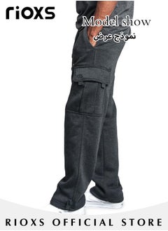 RIOXS Comfortable Joggers for Men, Casual Work Trousers, Cargo Jogging Tracksuit Bottoms, Drawstring Sweatpants with Multiple Pockets, Loose Cargo Sweatpants, Suitable for Outdoor Activities and Daily Leisure  - Image 2