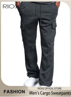 RIOXS Comfortable Joggers for Men, Casual Work Trousers, Cargo Jogging Tracksuit Bottoms, Drawstring Sweatpants with Multiple Pockets, Loose Cargo Sweatpants, Suitable for Outdoor Activities and Daily Leisure  - Image 1