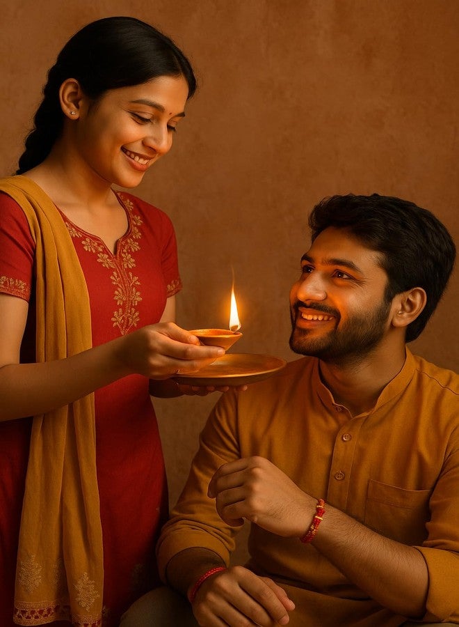 SUNBIRD Clay Diya Diwali/Rakhi Dia for Puja Pooja Traditional Handmade Earthen Oil Lamp Diyas Natural Mitti Welcome Deepawali Decoration Indian Gift Items (Clay Lamp Diya, 2 Pcs) - Image 3