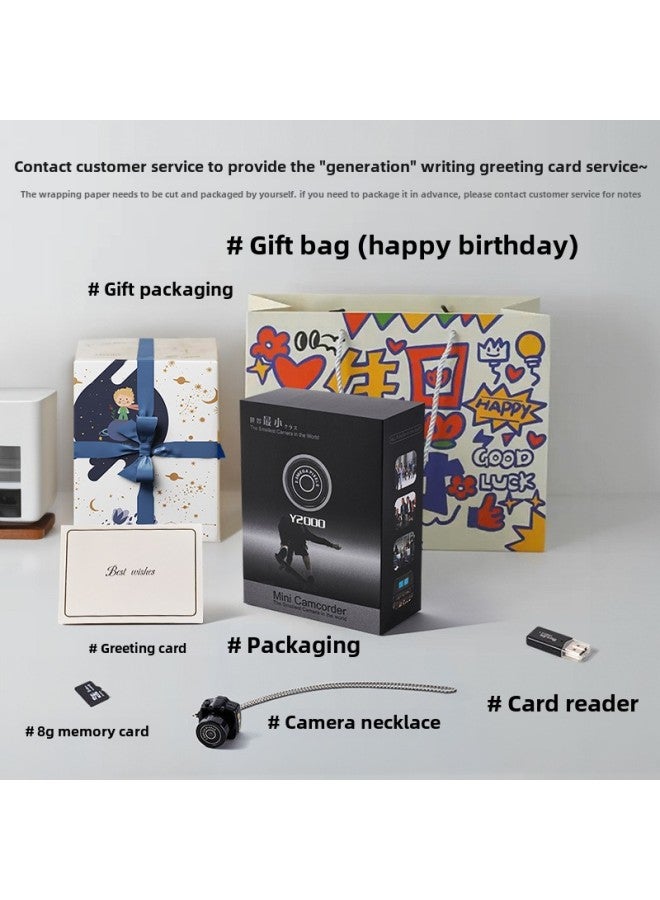 Mini Mini Small Camera Paraphernalia Photographable HD Pixel Student Party Campus Special Ccd Female-Color: Camera + Necklace + 8g Memory Card + Card Reader (can Be Transferred To Mobile Phones And Videos)  - Image 1