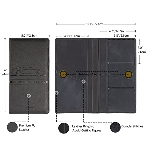 TOURSUIT Car Registration and Insurance Card Holder, Vehicle License Document Glove Box Compartment Organizer, Interior Car Accessories for Women Men Teens (Black) - Image 4