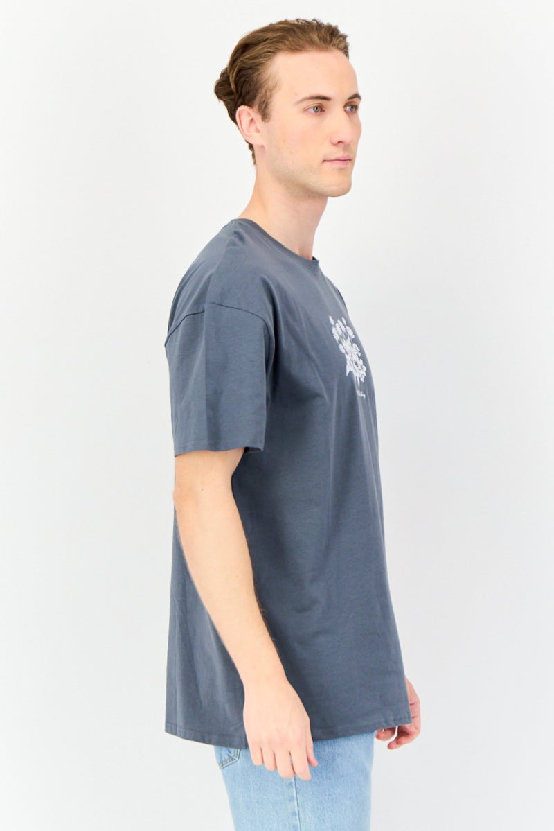 Threadbare Men Crew Neck Short Sleeve Graphic Print T Shirt, Grey - Image 2