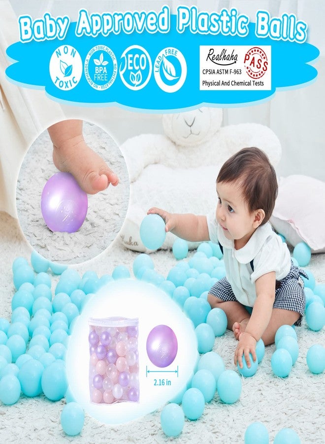 Realhaha كرات حوض الكرات Realhaha، 100 كرة لعب بلاستيكية للأطفال الرضع والفتيات الصغيرات، خيمة لعب، مسبح، بيت لعب، حظيرة لعب، ديكور حفلات، وردي، بنفسجي، أبيض، شفاف - Image 5