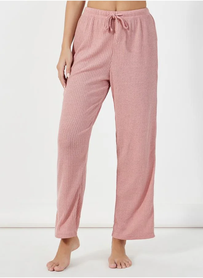 Styli Pack of 3 - Brushed Ribbed Strappy Cami Top, Pants & Robe