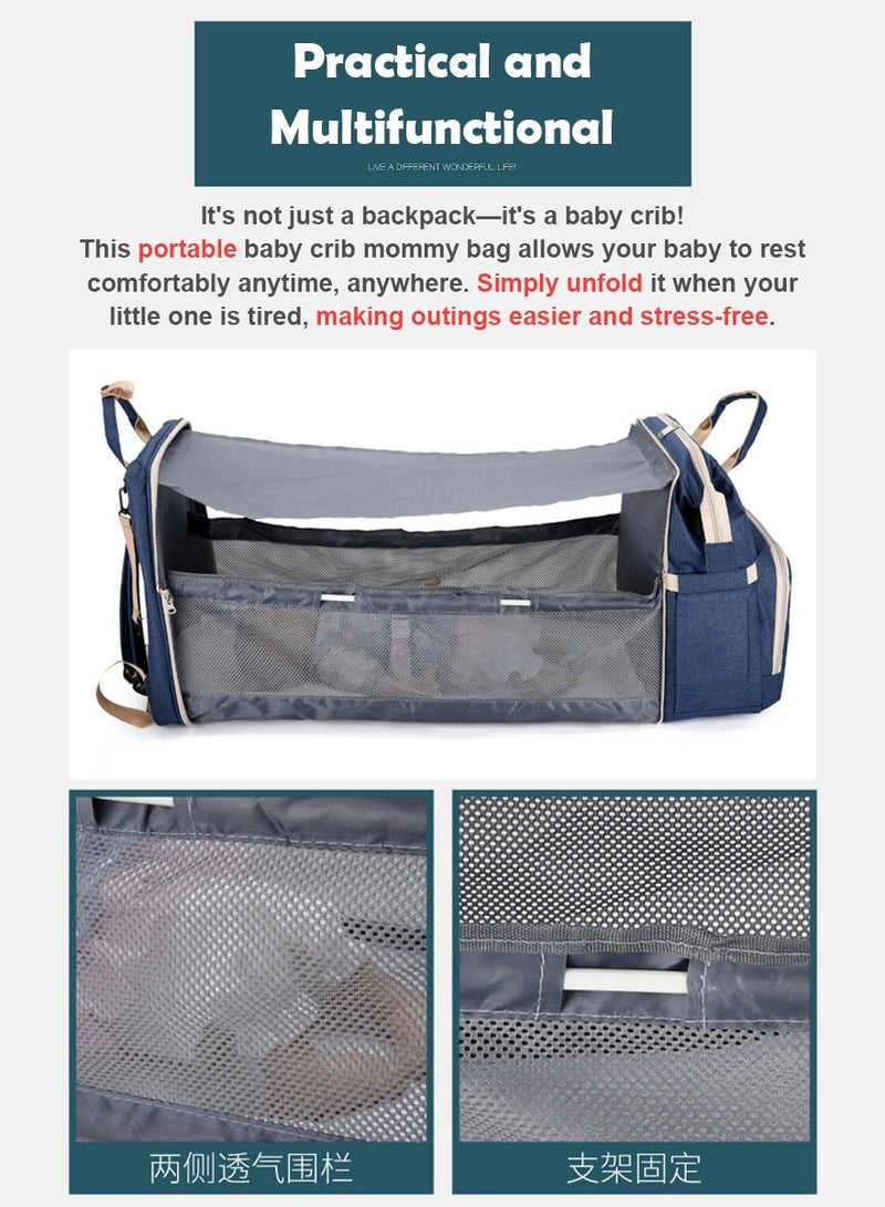 Newborn Baby Essential Multifunction Baby Diaper Backpack with Changing pad & Stroller Straps & Pacifier Case Mosquito Net & USB Charging Port Waterproof Travel Nappy Bags - Image 5
