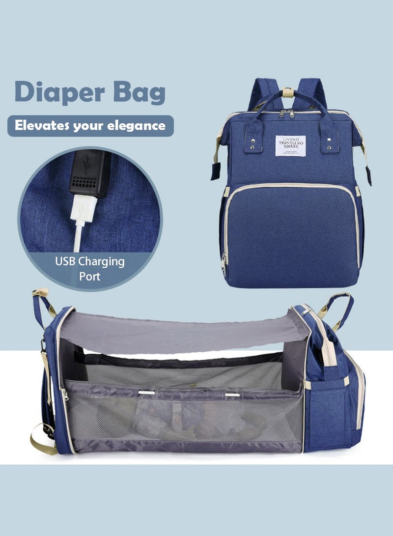 Newborn Baby Essential Multifunction Baby Diaper Backpack with Changing pad & Stroller Straps & Pacifier Case Mosquito Net & USB Charging Port Waterproof Travel Nappy Bags - Image 2