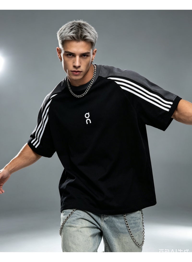 اون راننج On Running American campus contrast heavy cotton loose cover meat couple casual shirt two colors. - Image 5