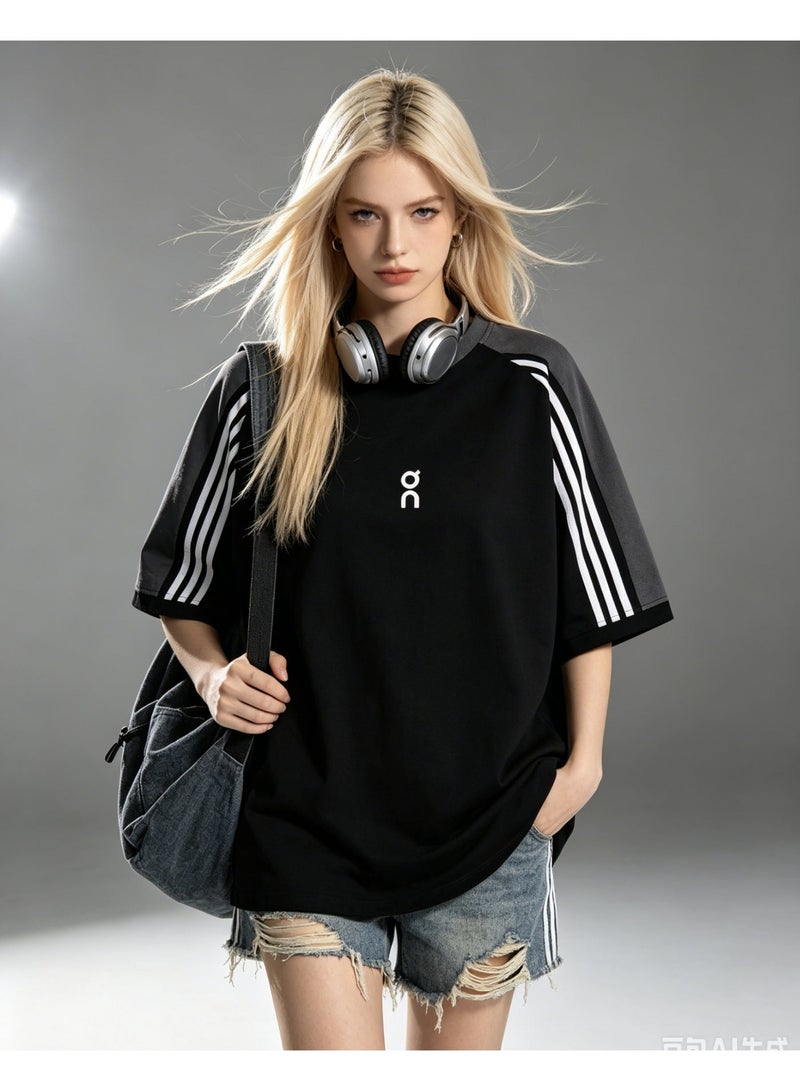 اون راننج On Running American campus contrast heavy cotton loose cover meat couple casual shirt two colors. - Image 2
