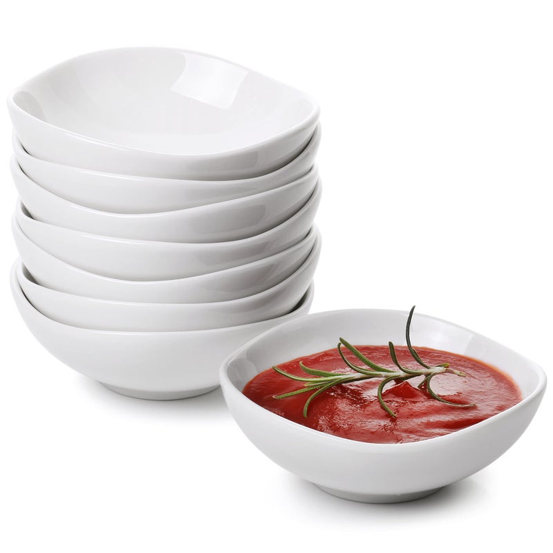 Brew To A Tea BTaT- Dipping Bowls, 5 oz, Set of 8, White Dip Bowls, Ceramic Dip Bowls, Sauce Bowls, Small Bowls for Dipping, Bowls for Dipping, Condiment Dishes, Bowl for Dips, Ripple Effect Bowl - Image 1