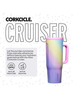 CORKCICLE Cruiser Insulated Tumbler With Handle And Straw, Rainbow Unicorn, 40 Oz - Reusable Water Bottle Keeps Beverages Cold For 20 Hrs, Hot For 9Hrs  - Image 2
