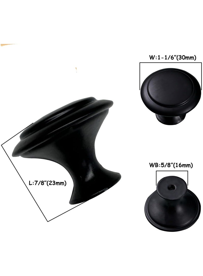 Fasola 18 Piece Round Cabinet Knobs, Drawer Hardware, 30mm Cabinet Knobs and Pulls for Dressers and Kitchens with Screw (Black) - Image 2
