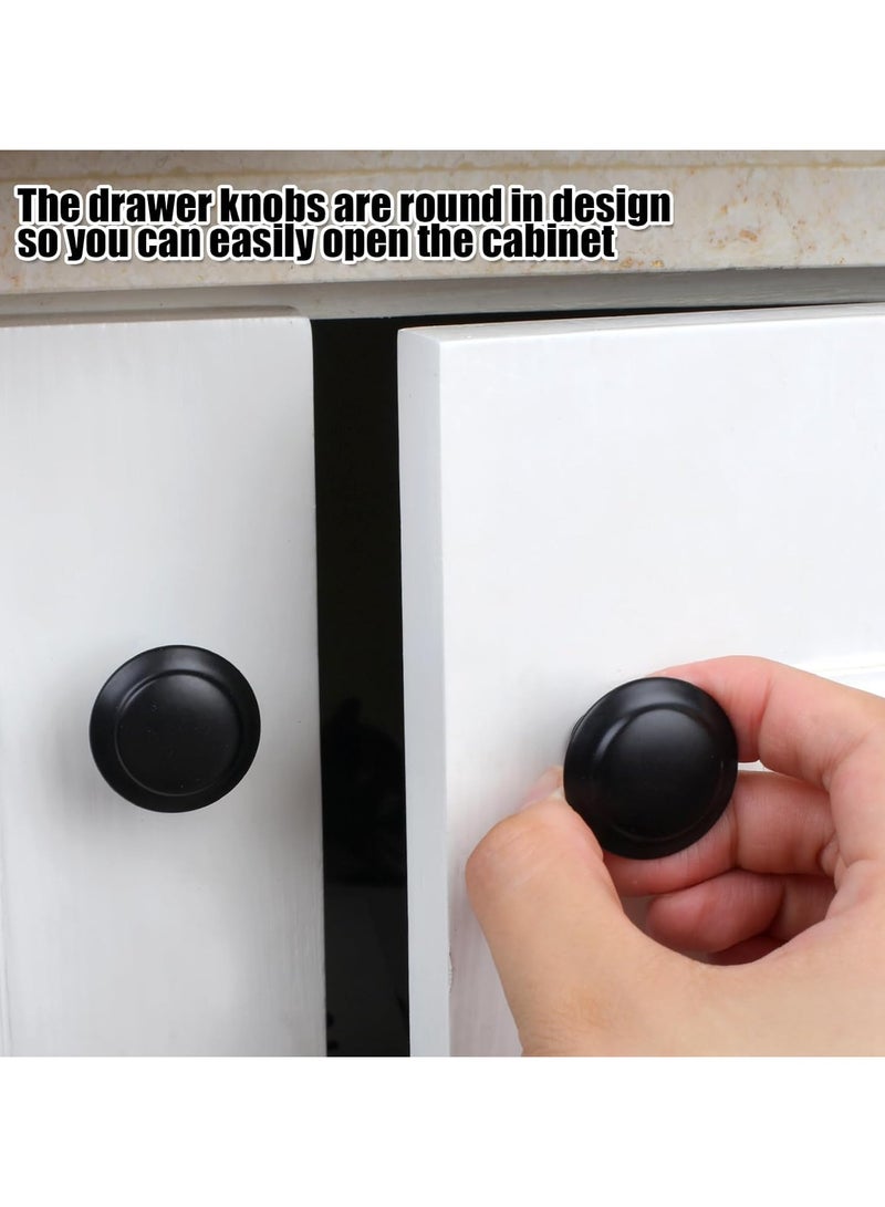 Fasola 18 Piece Round Cabinet Knobs, Drawer Hardware, 30mm Cabinet Knobs and Pulls for Dressers and Kitchens with Screw (Black) - Image 3